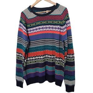 Divided H&M Cable Knit Sweater Mens Size XL Wool Pullover Colorful Cosby Grandpa